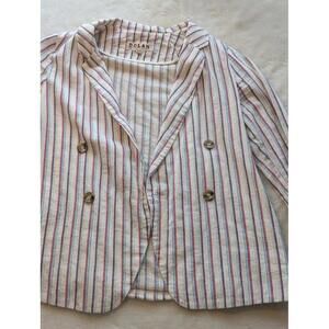 Anthropologie Dolan Anna double-breasted striped linen blend blazer